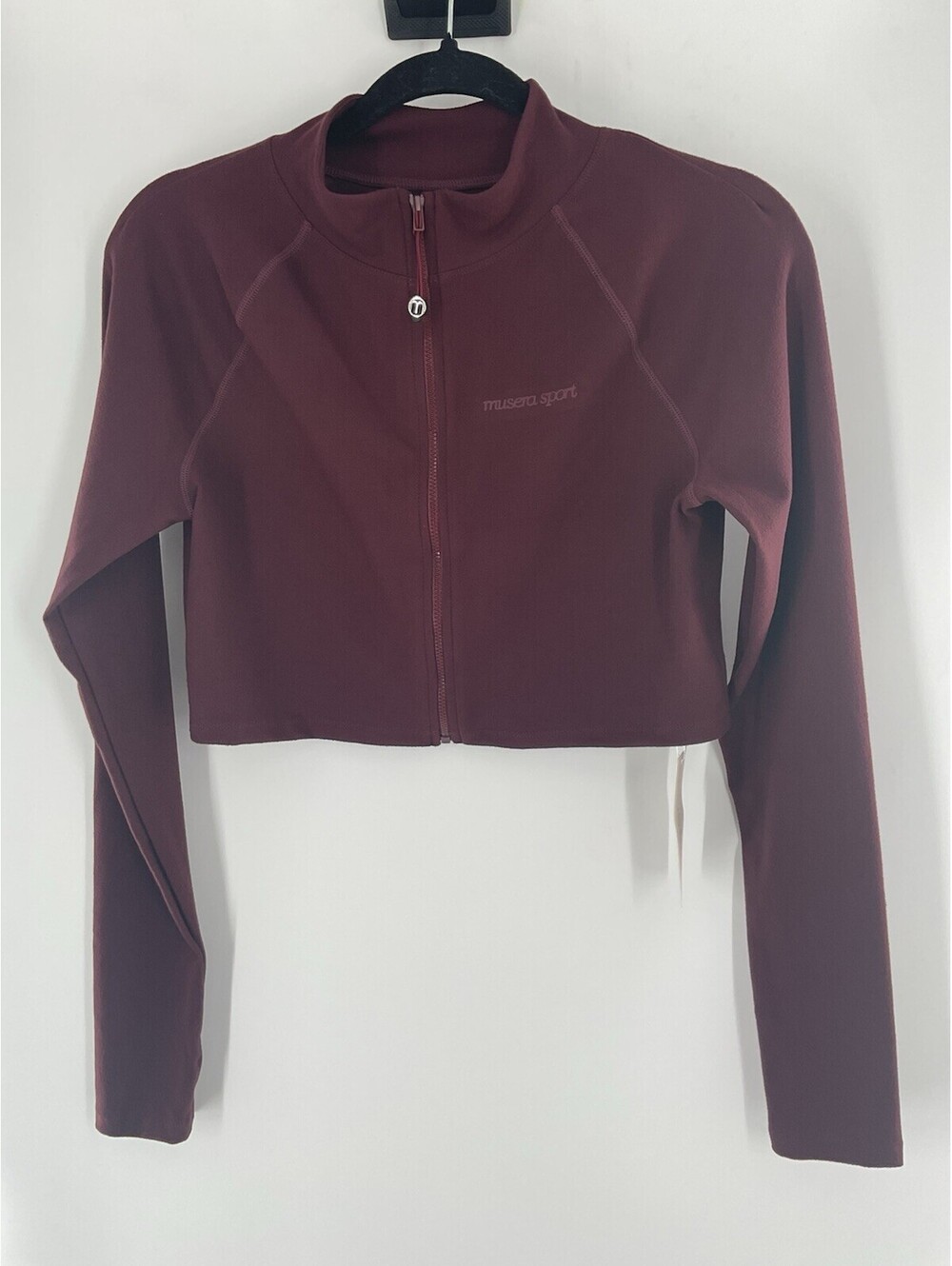Musera Sport women’s Cropped Zip Up Long Sleeve Athletic Jacket Burgundy 145